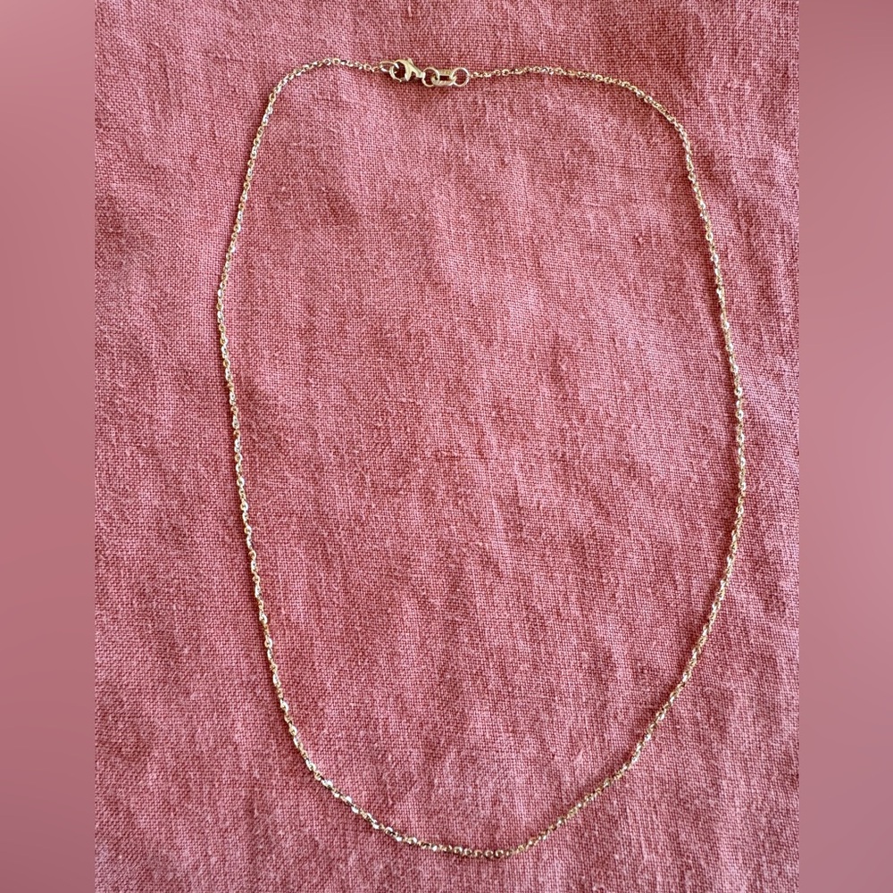 18k Gold Diamond Cut Cable Chain Necklace - 16”